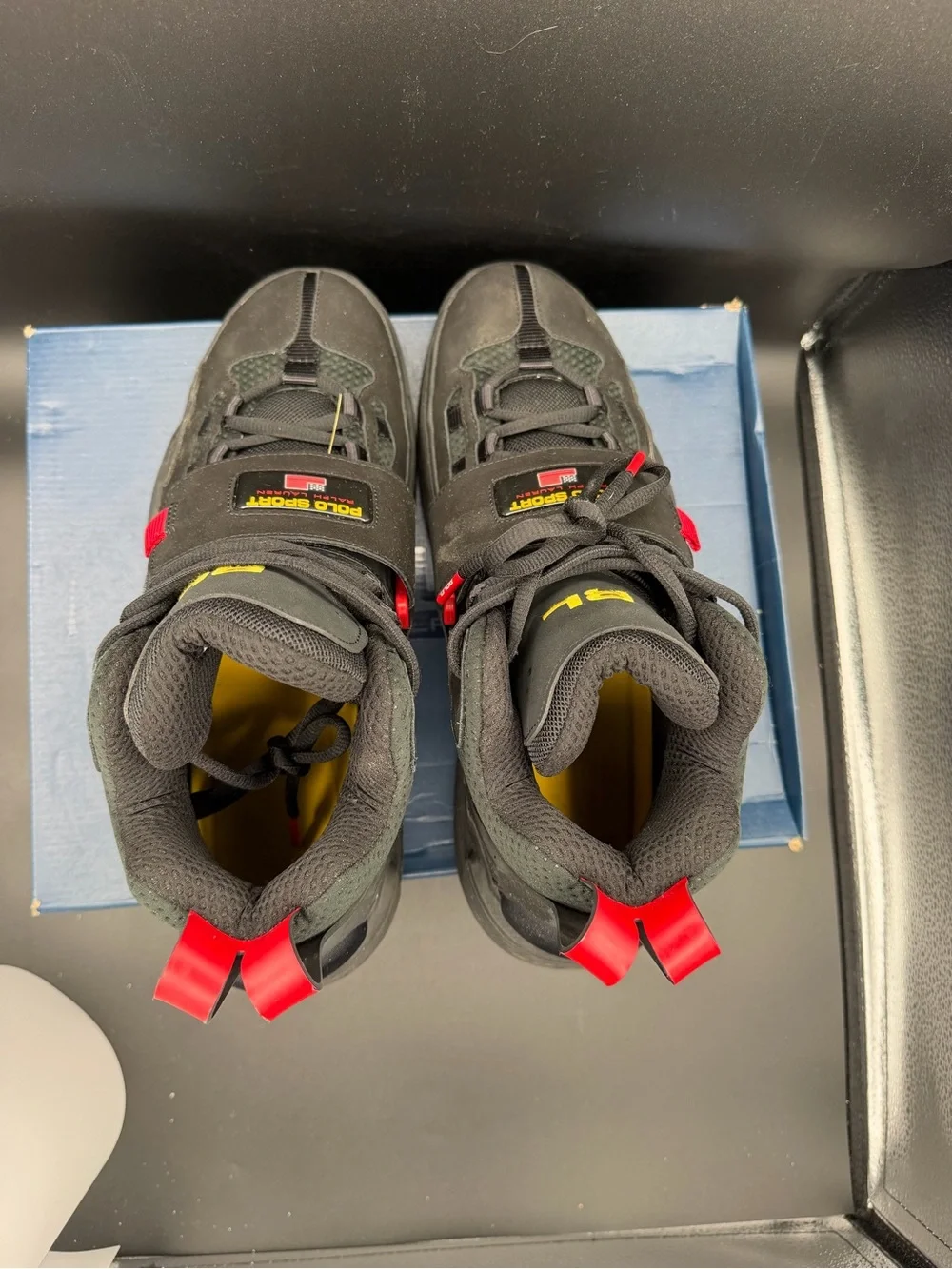 Polo by Ralph Lauren Black Sneakers with Red & Yellow Accents